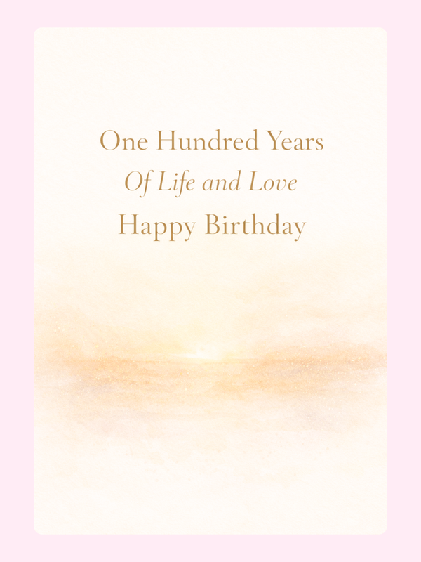 elegant 100th birthday cake card design with soft gold text