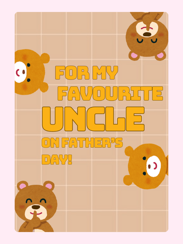 Father's Day card for favorite uncle with cute bears