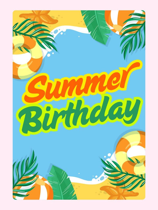 Summer birthday card with beach theme