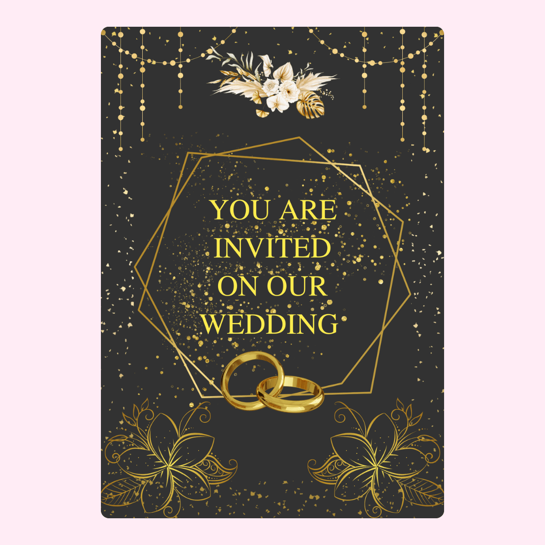 Wedding invitation with gold accents