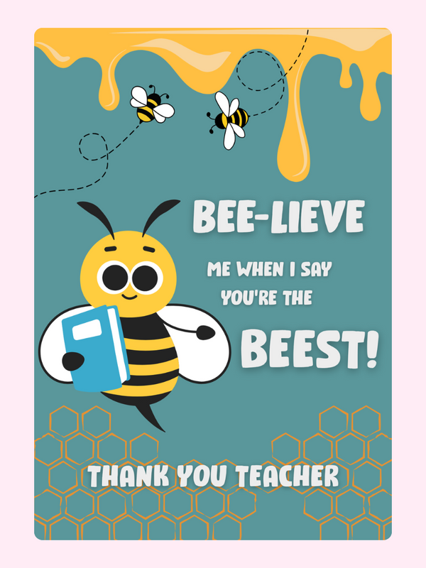 Bee-Lieve letterbox cake card with freshly baked cake slices