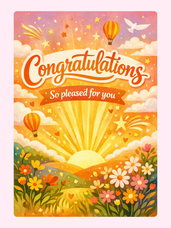 So Pleased For You Sunrise Congratulations Cake Card