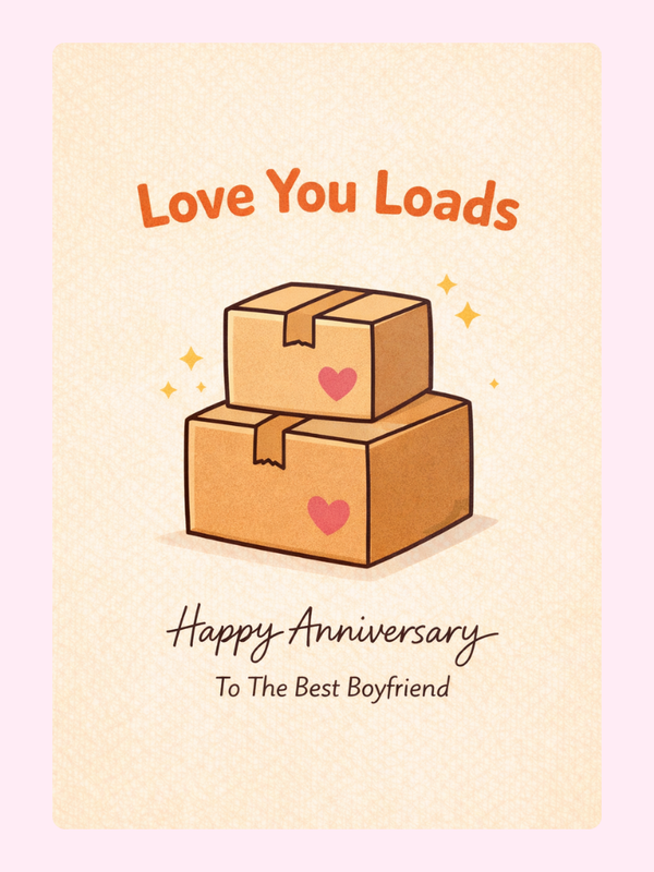 Love You Loads Boyfriend Anniversary Cake Card
