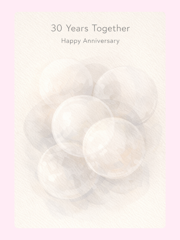 30 Years Together Pearl Anniversary Cake Card letterbox cake card with freshly baked cake slices