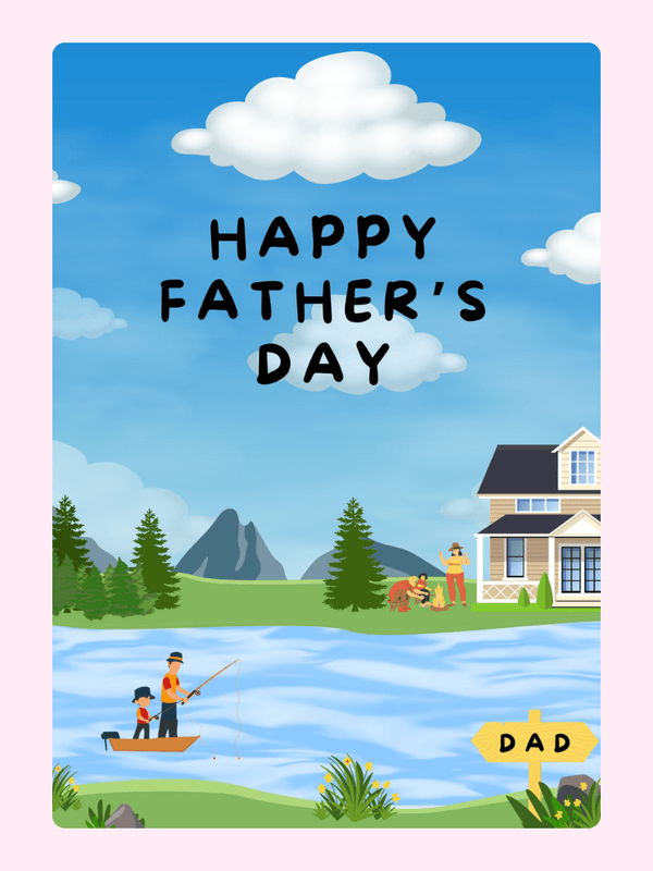 Happy Father's Day with fishing scene