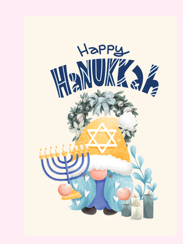 Happy Hanukkah, Cute Gnome Cake Card