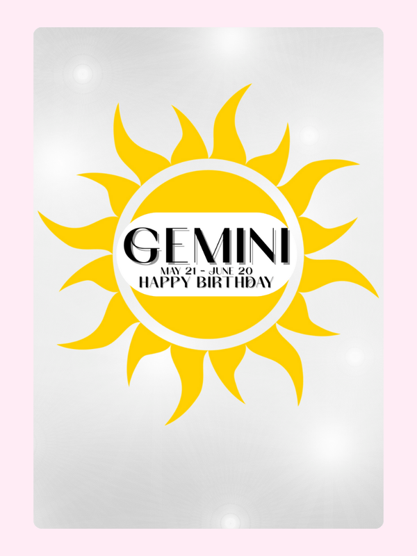 Gemini birthday card - May 21 - June 20