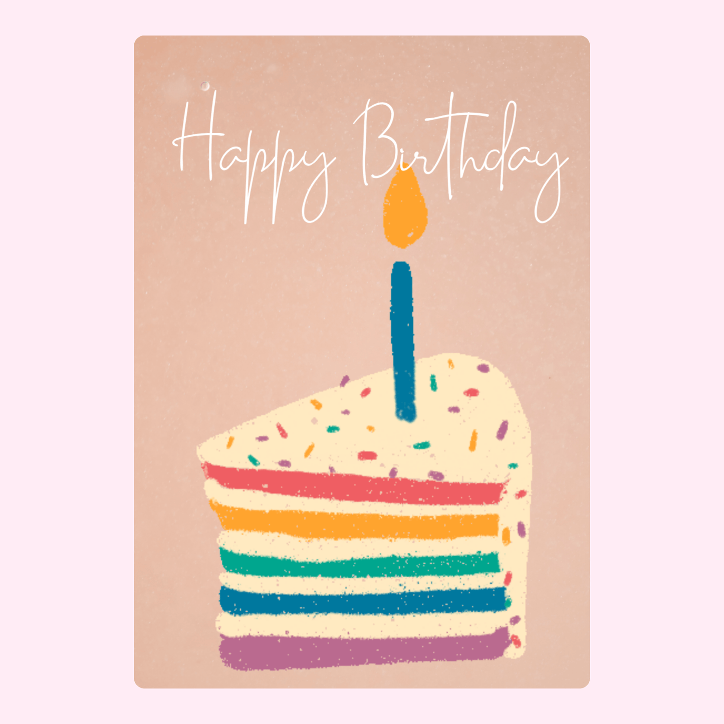 Birthday card with cake slice and candle