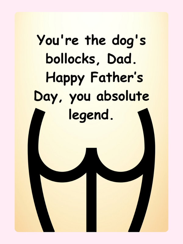 Happy Father's Day card for Dad with funny message and image.