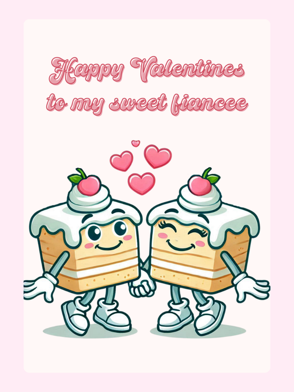 To My Sweet Fiancee Valentine's Cake Card, for a partner