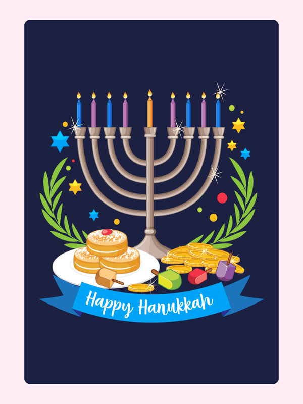 Happy Hanukkah, Royal Blue Cake Card