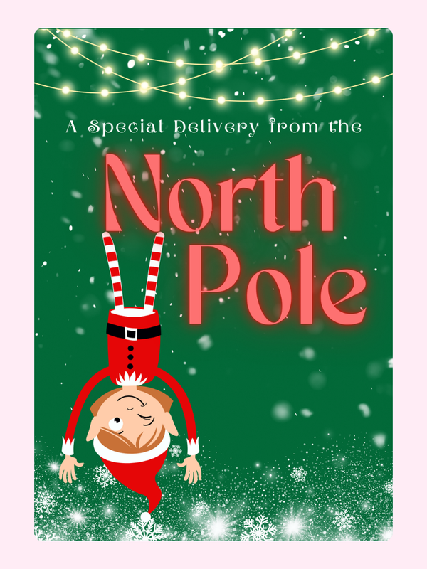 From The North Pole letterbox cake card with freshly baked cake slices