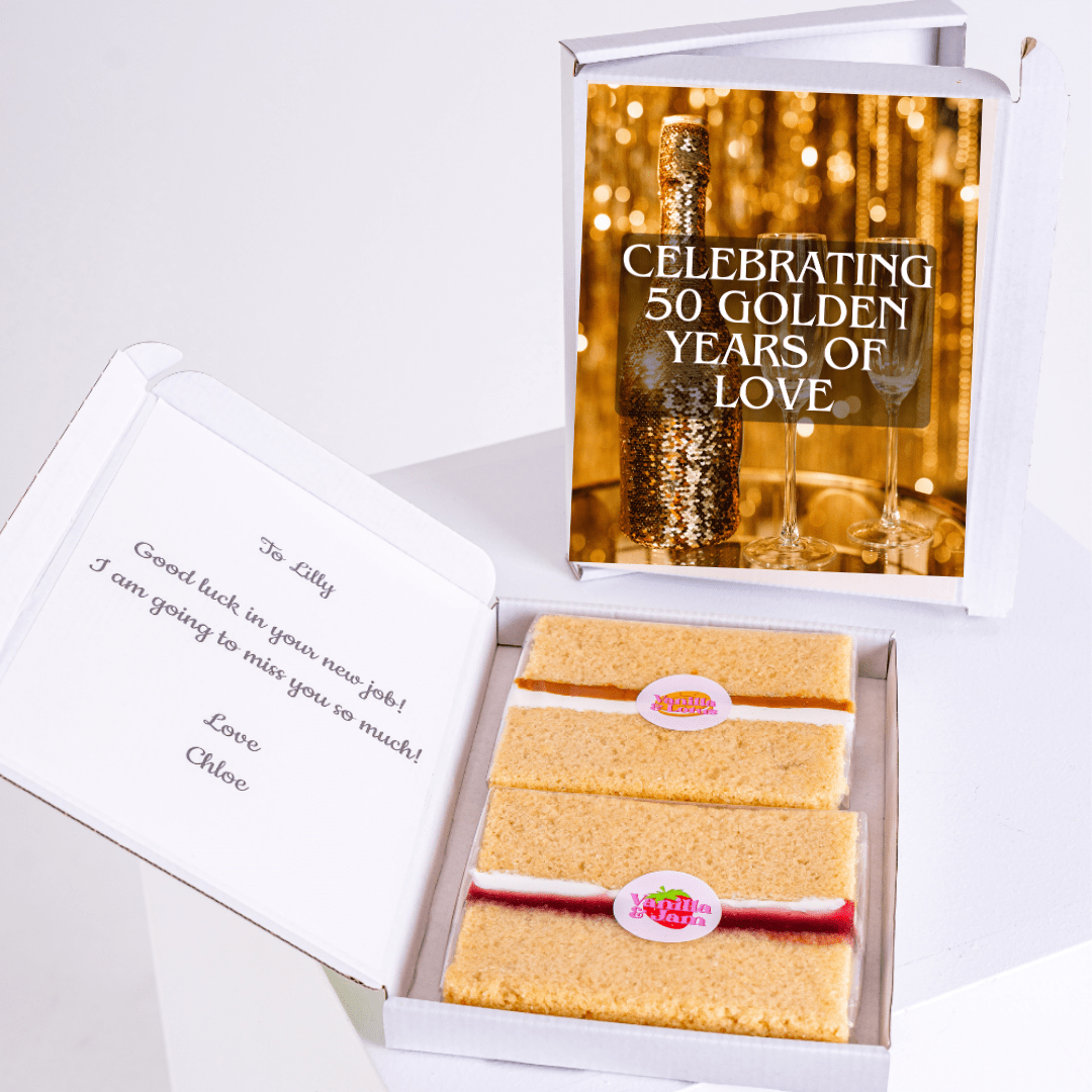 Gift box celebrating 50 years of love, farewell message to Lilly.