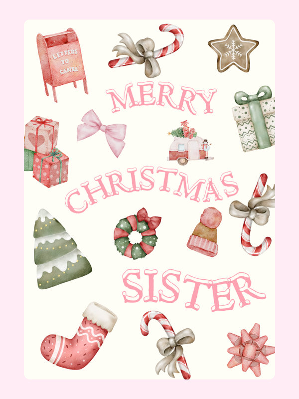 Merry Christmas Sister sticker sheet