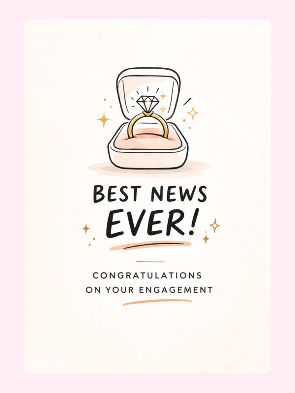 Best News Ever Engagement Cake Card letterbox cake card with freshly baked cake slices