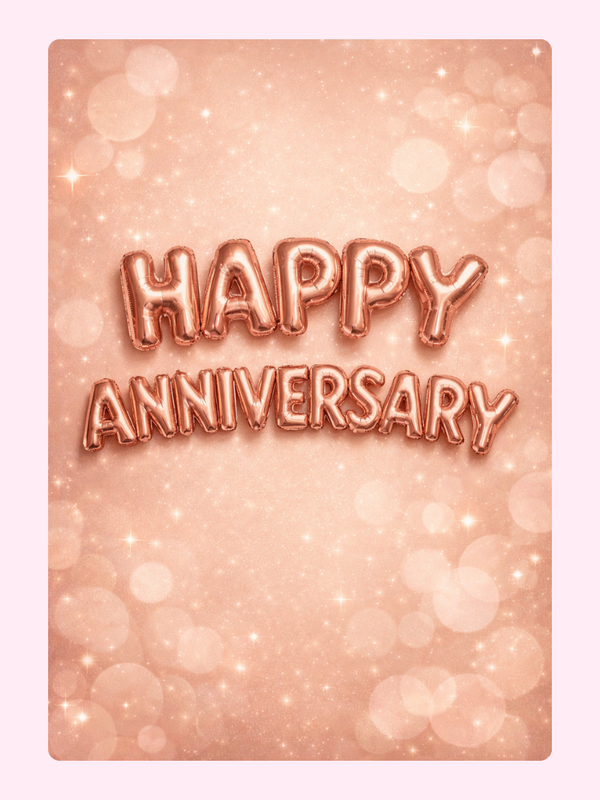 Rose Gold Balloons Anniversary Cake Card letterbox cake card with freshly baked cake slices