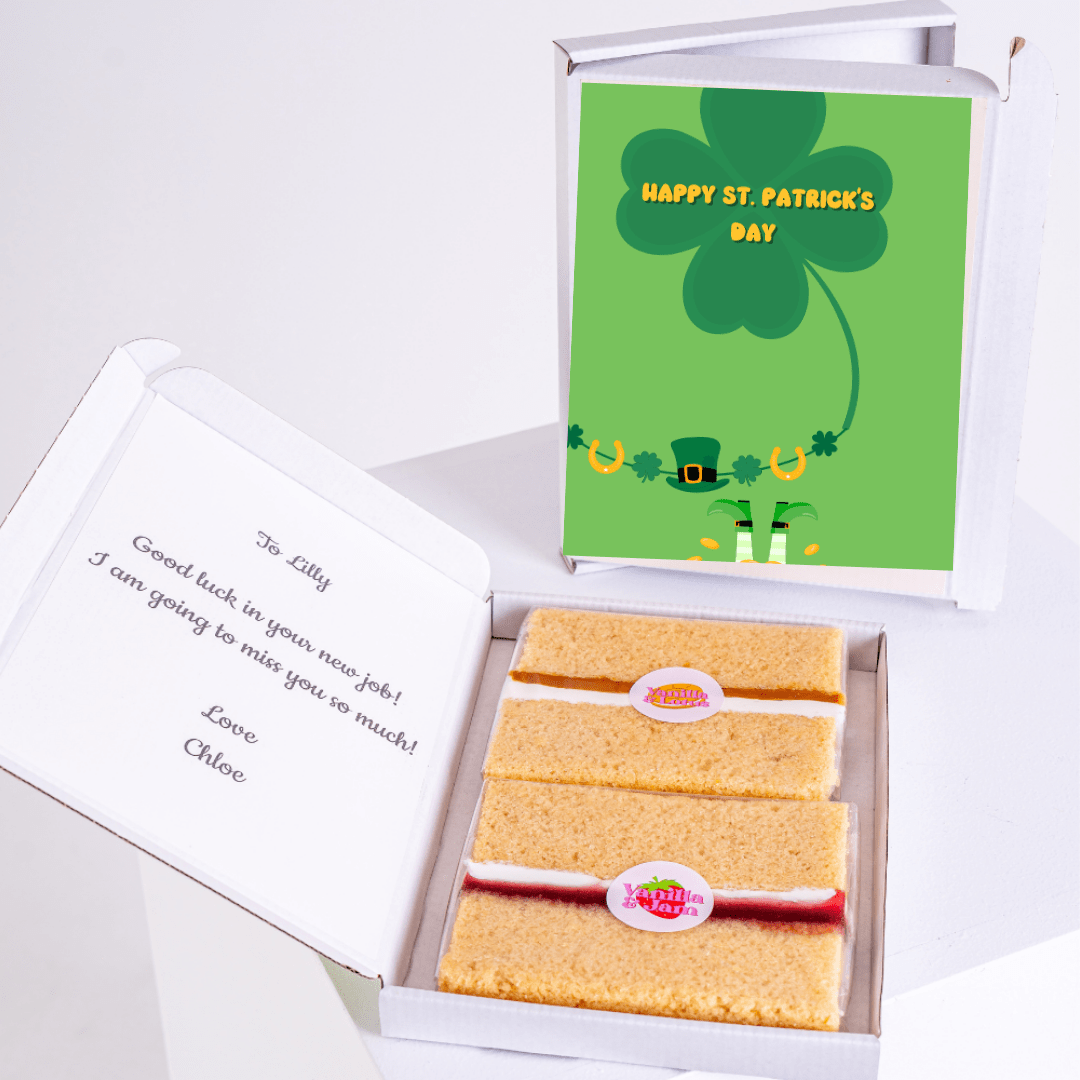 St. Patrick's Day cake gift for Lilly with card and message.