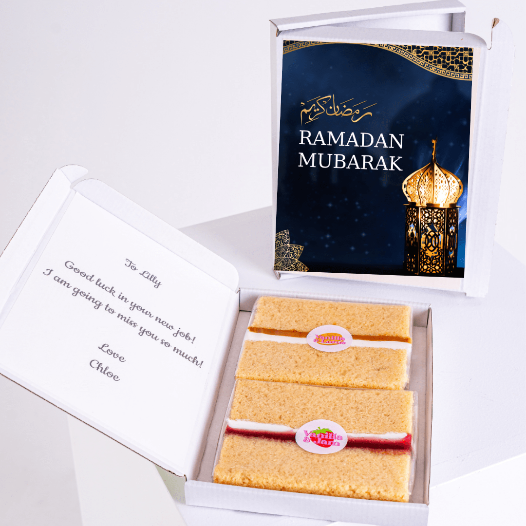 Ramadan Mubarak gift box with cake for Lilly.
