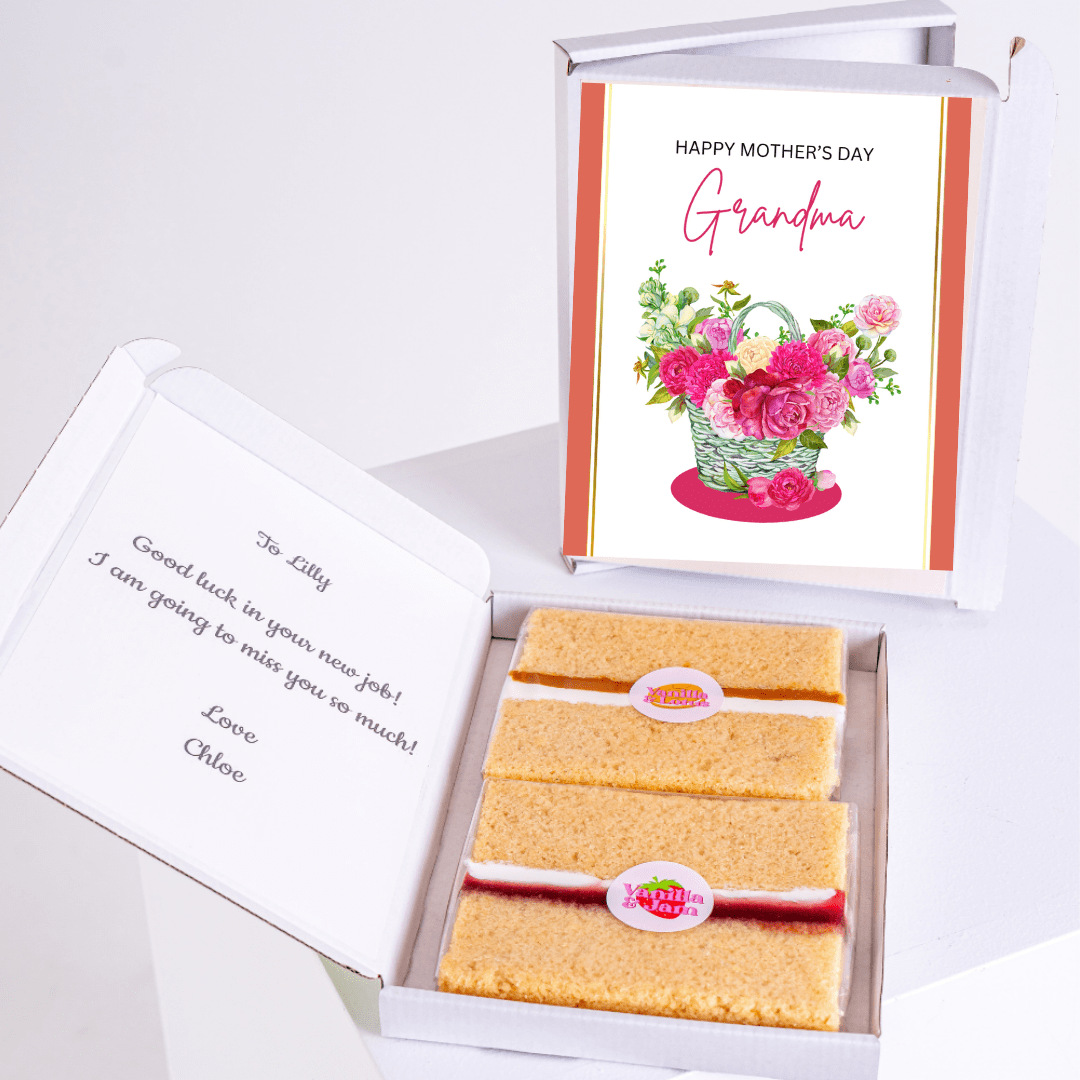 Mother's Day card & cake gift for Grandma, from Chloe, new job.