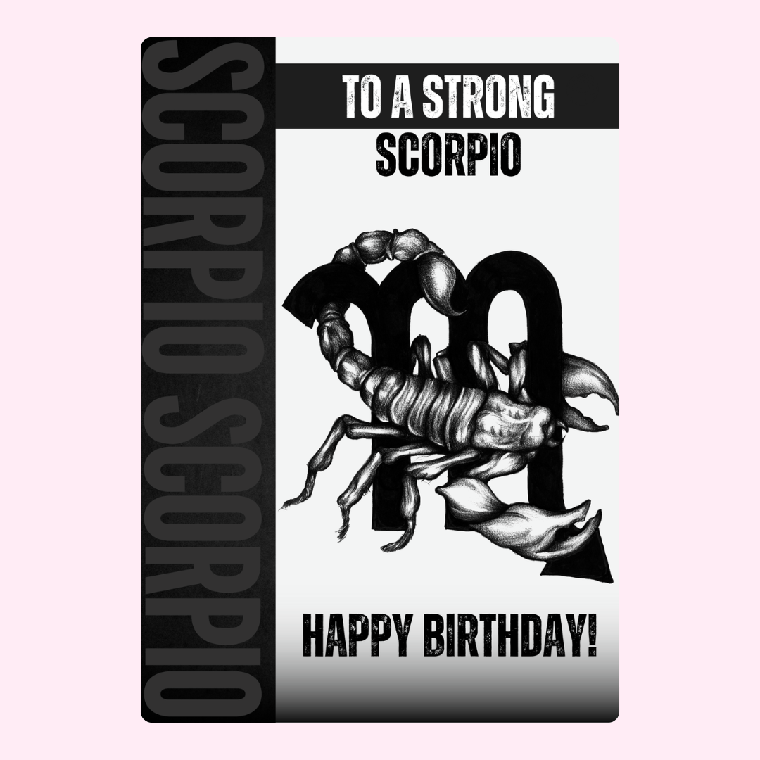 Scorpio birthday card with scorpion image