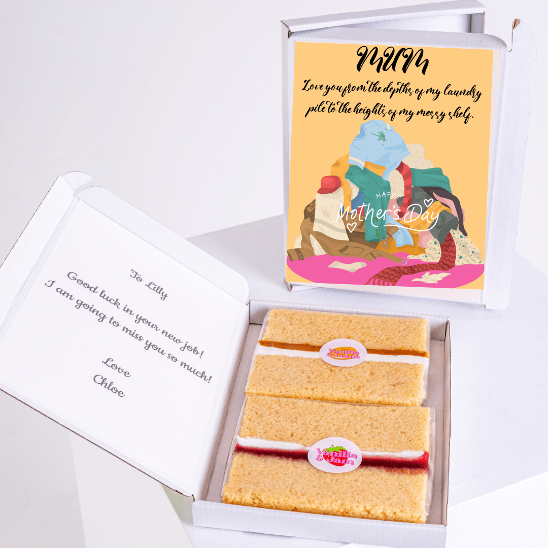 Mother's Day gift box with cake and message for Lilly.