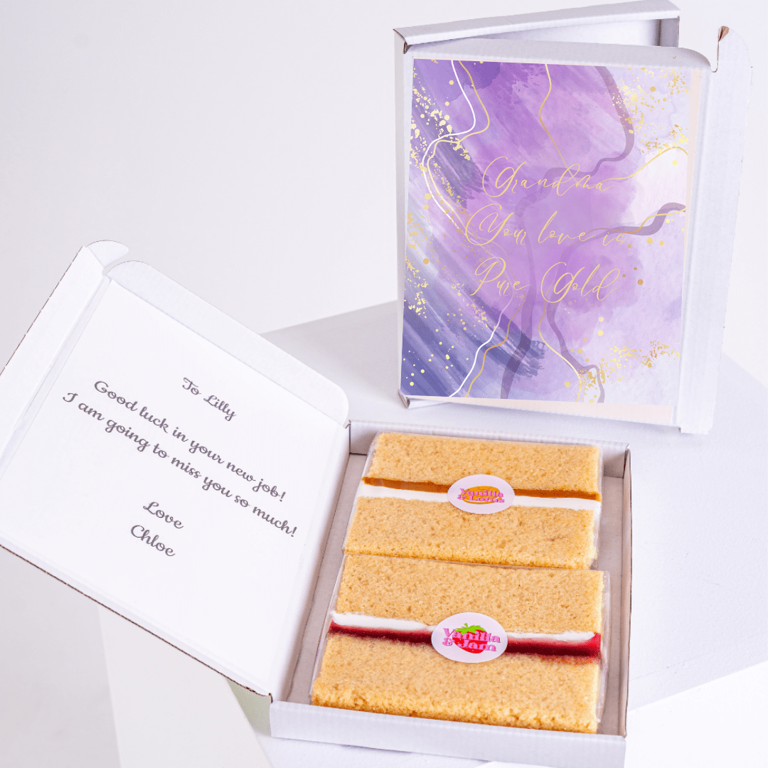 Farewell cake gift for Lilly, with a personalized card.