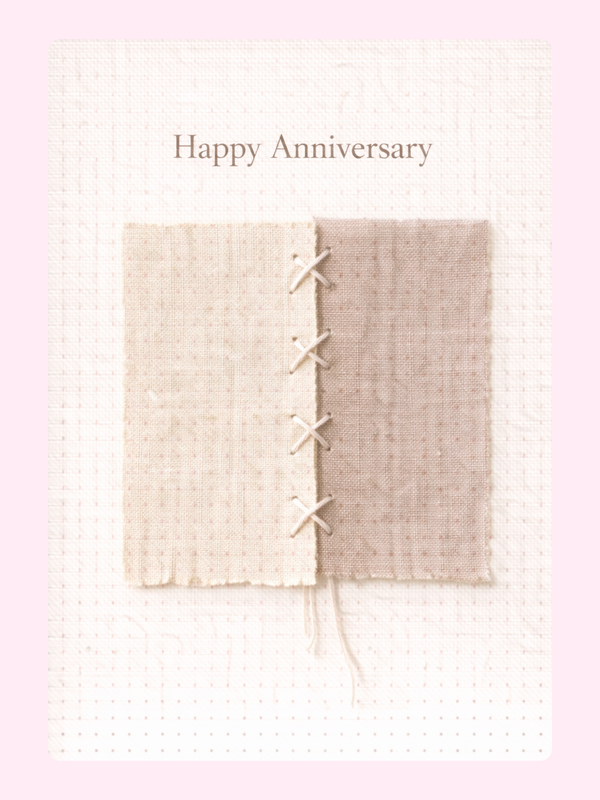 Stitched Linen Anniversary Cake Card