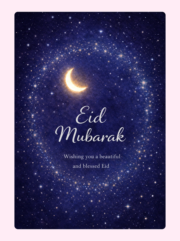 Eid Mubarak Starry Night Cake Card