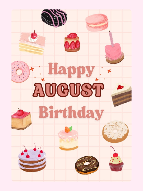 August Birthday Cake Treat Cake Card