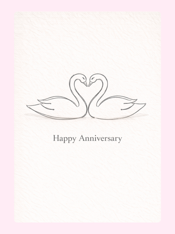Swan Hearts Anniversary Cake Card letterbox cake card with freshly baked cake slices