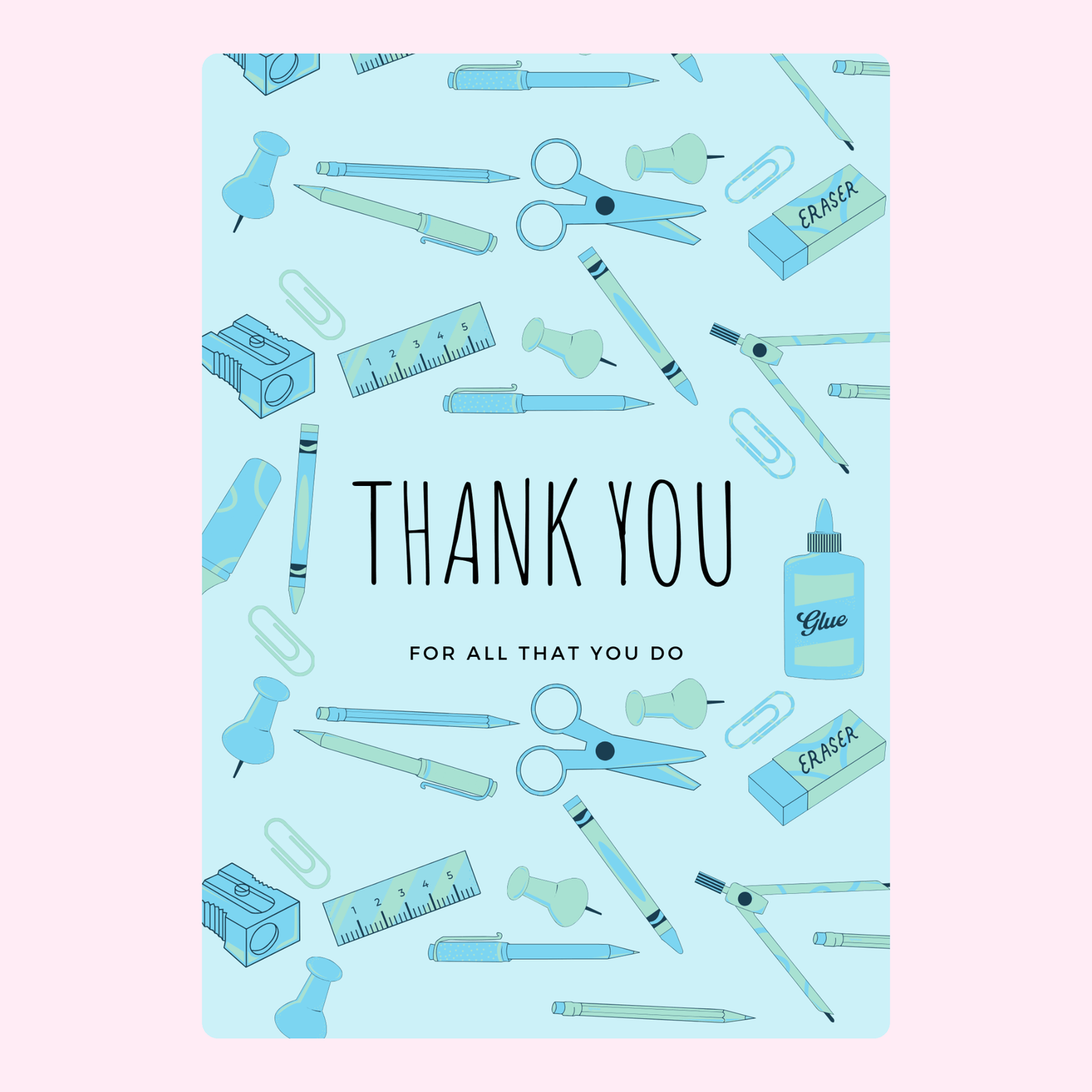 Thank you card with stationery pattern