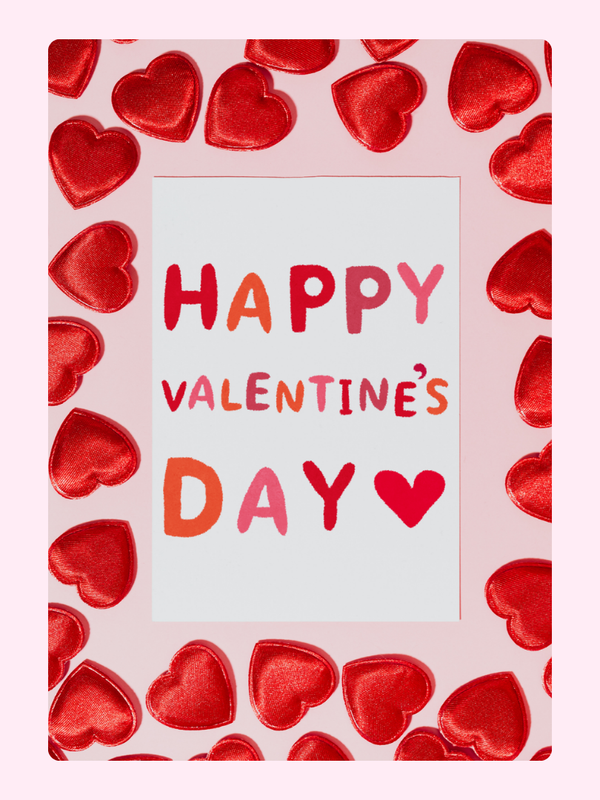 Valentine's Day frame with hearts and greeting