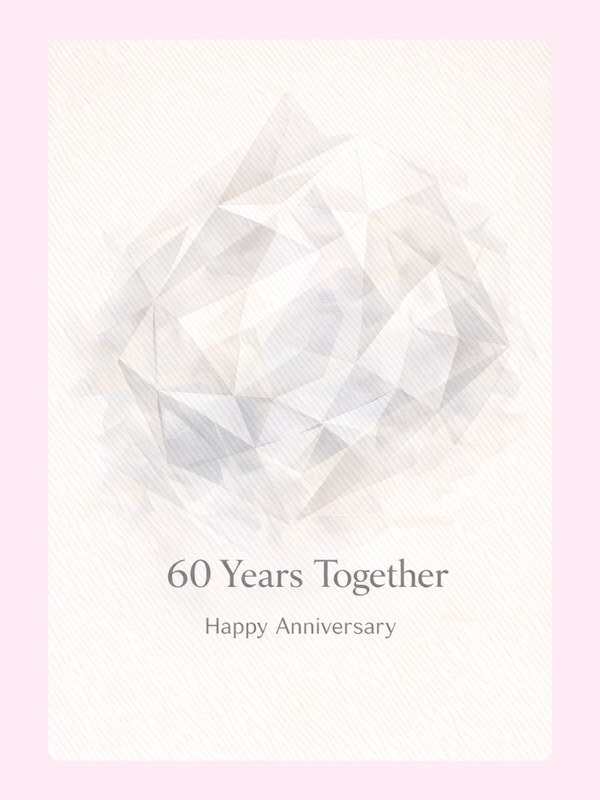 60 Years Together Diamond Anniversary Cake Card letterbox cake card with freshly baked cake slices