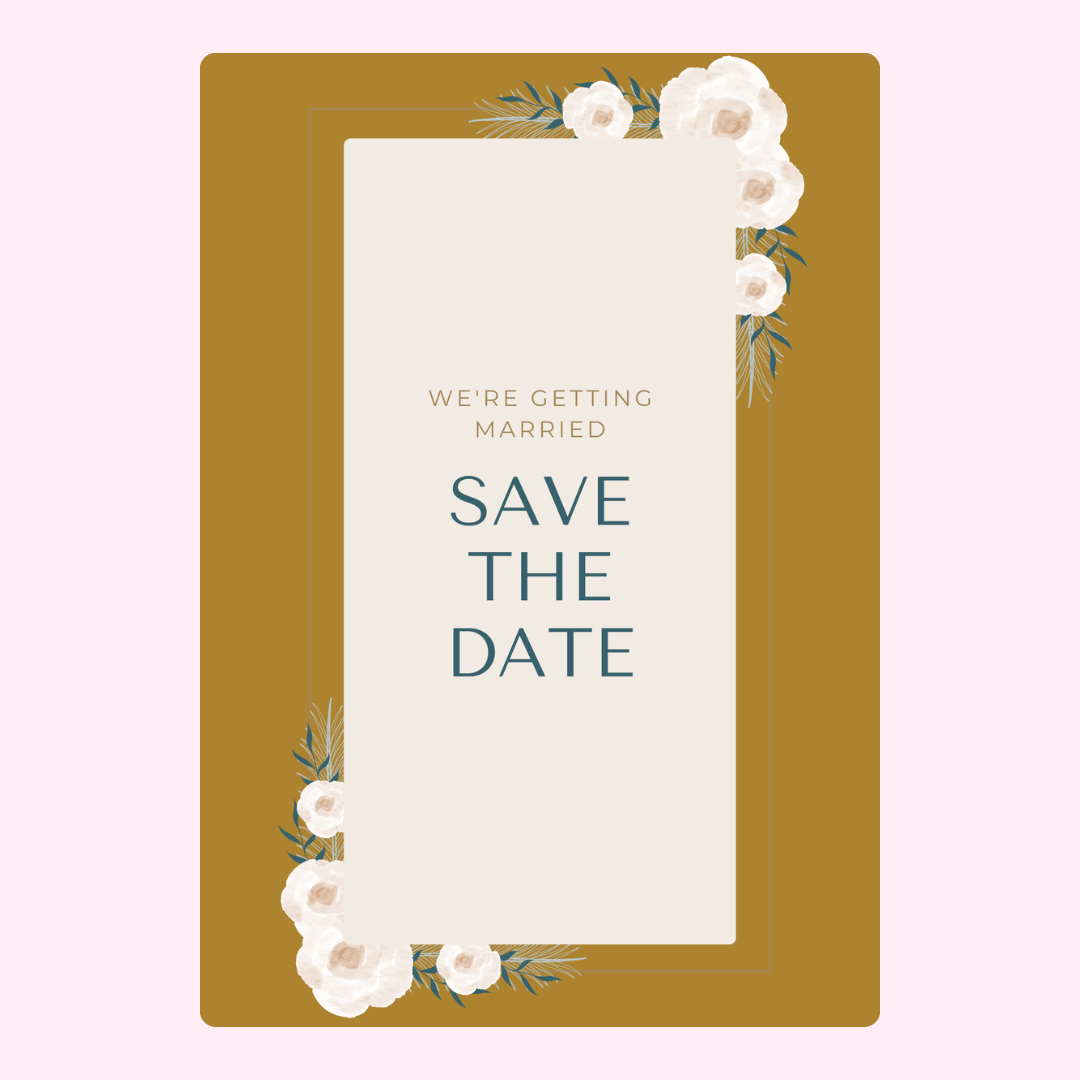 Save the Date wedding invitation with floral accents