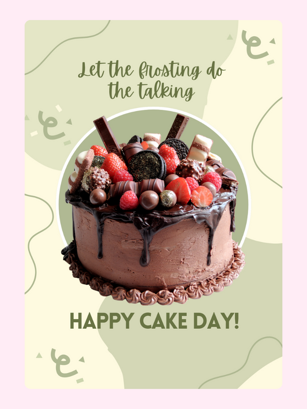 Happy Cake Day Chocolate Frosting Cake Card, birthday