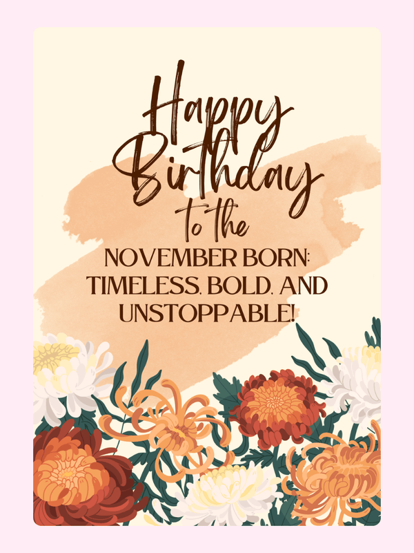 Birthday card with flowers and text.