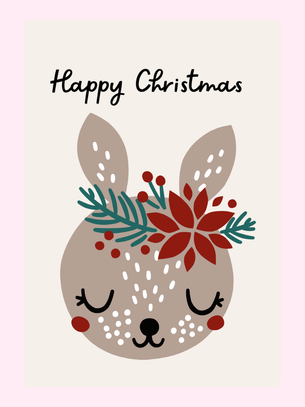 Cute Deer Christmas Cake Card, for kids
