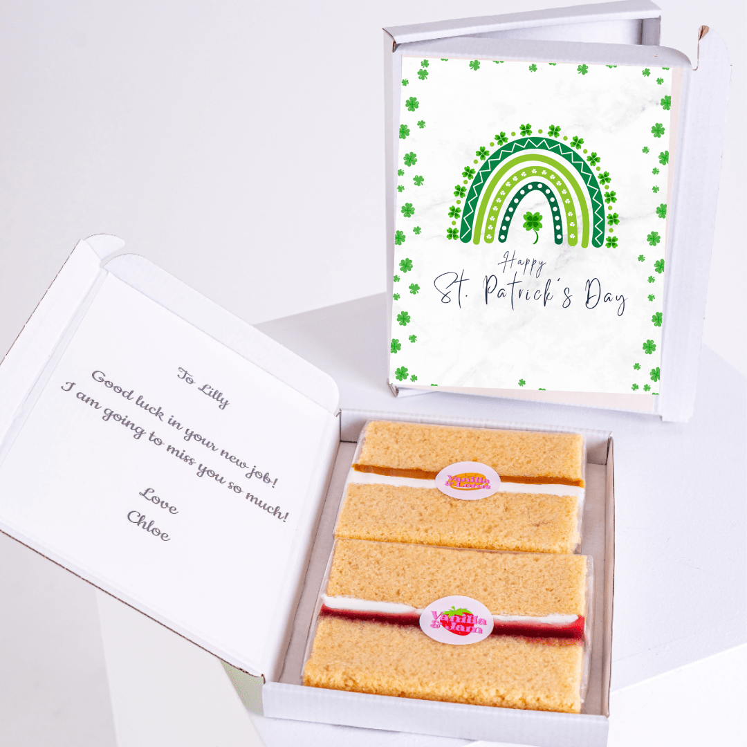 St. Patrick's Day cake gift for Lilly with card, goodbye message.