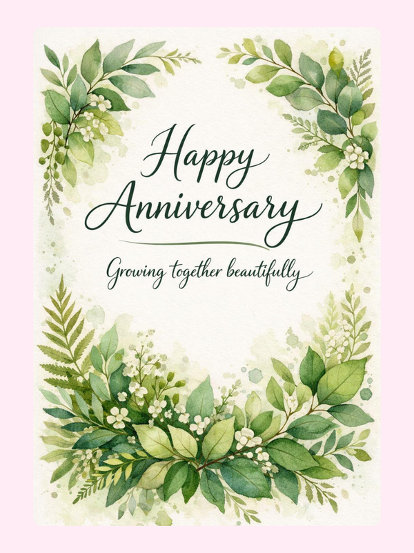 Growing Together Beautifully Anniversary Cake Card letterbox cake card with freshly baked cake slices