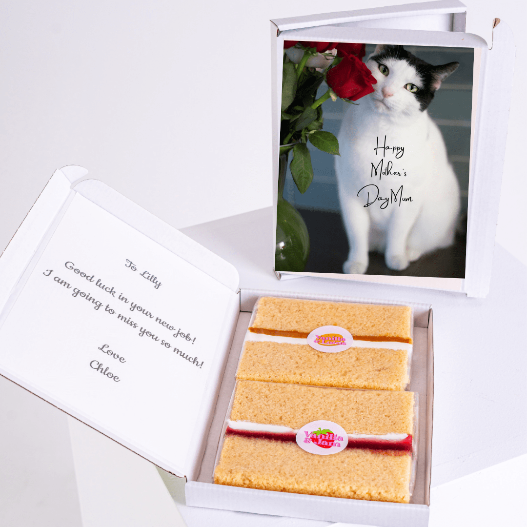 Gift box with cat photo and cake for Lilly, Happy Mother's Day