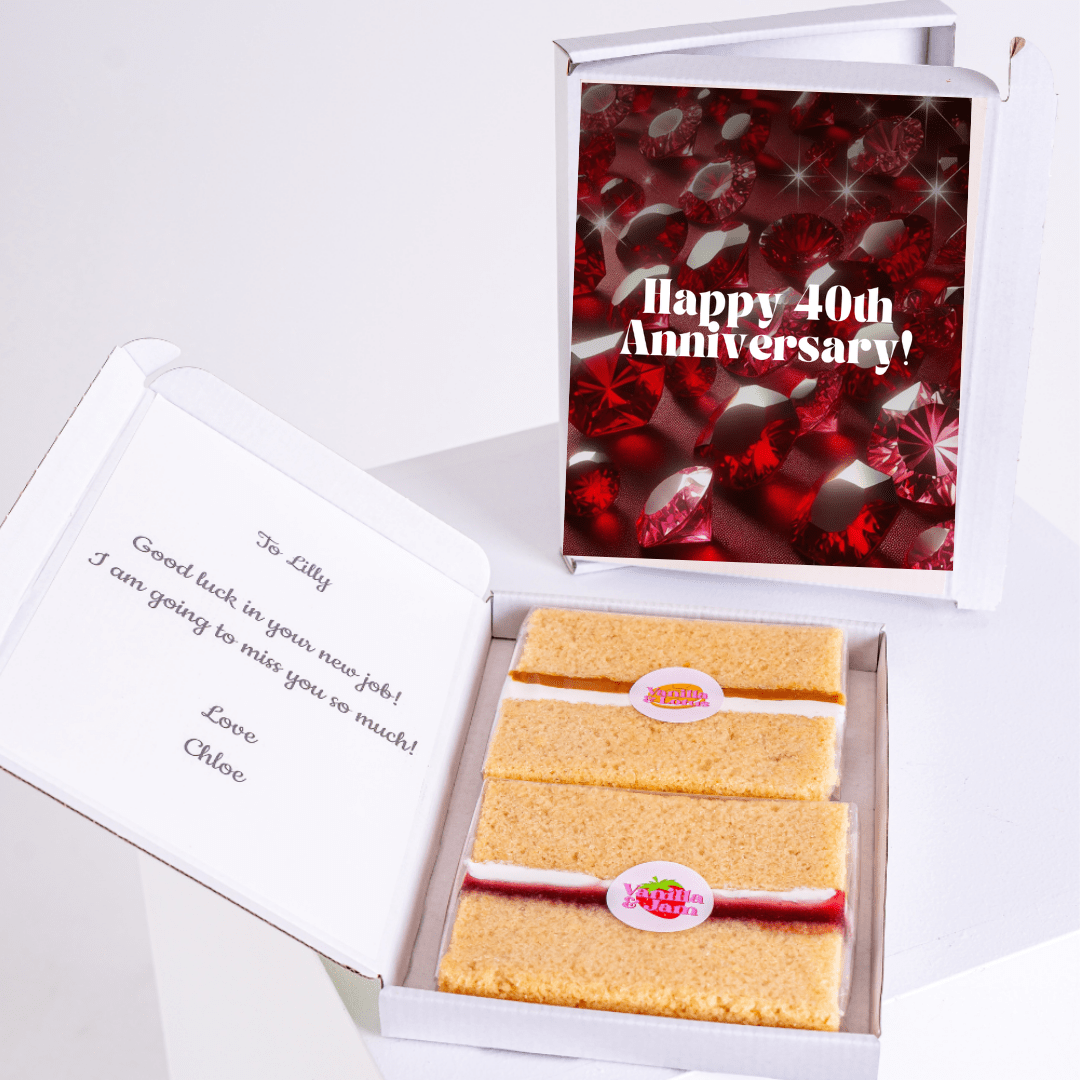 40th Anniversary Cake Box Gift for Lilly with Ruby Design