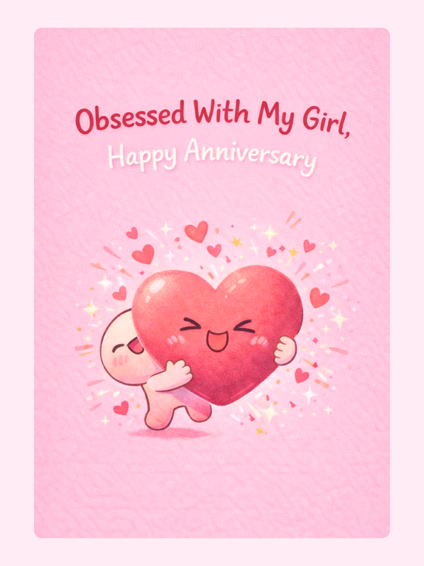 Obsessed With My Girl Anniversary Cake Card, for a girlfriend