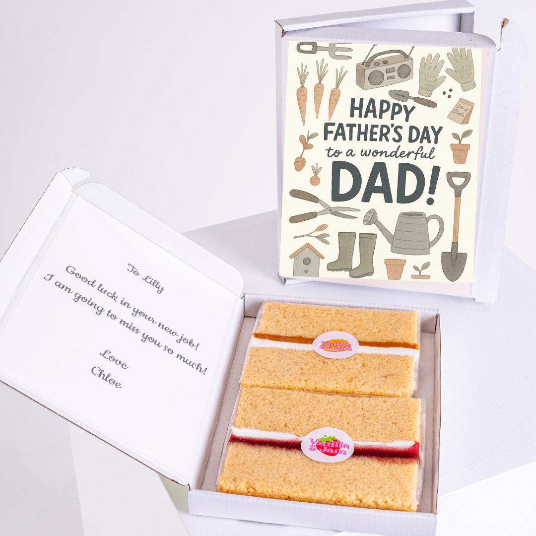 Father's Day cake with card and message to Lilly.