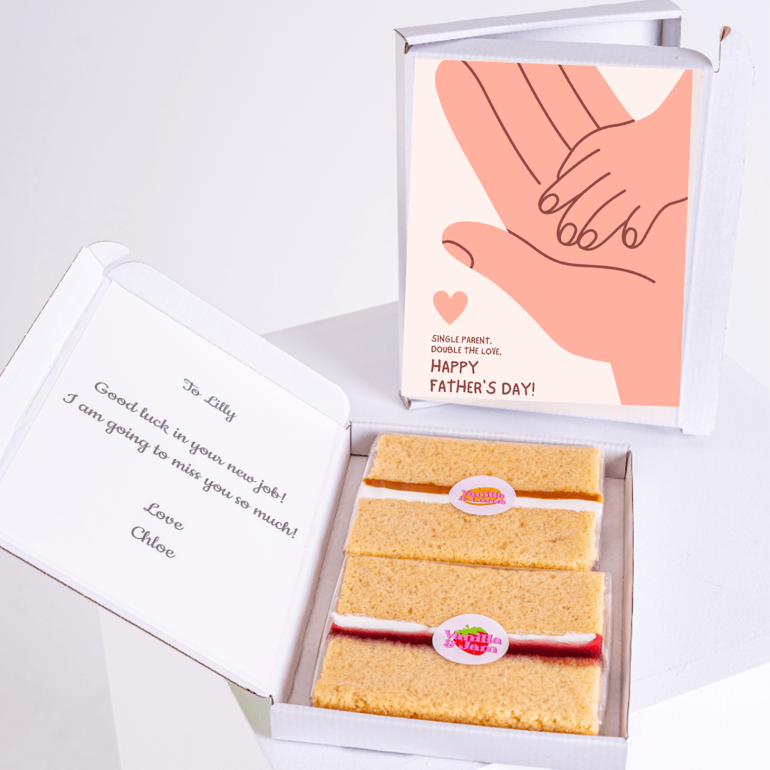 Father's Day cake gift for Lilly with card, good luck message.