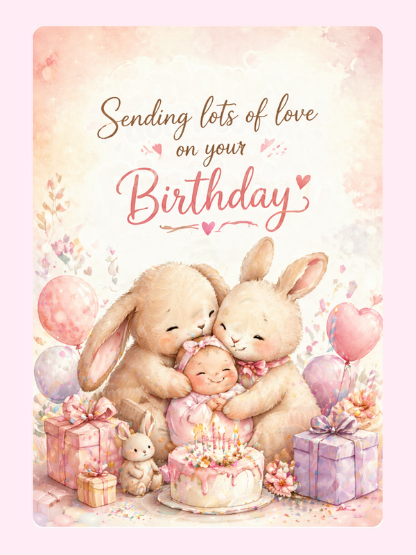 Somebunny Special Birthday Cake Card letterbox cake card with freshly baked cake slices