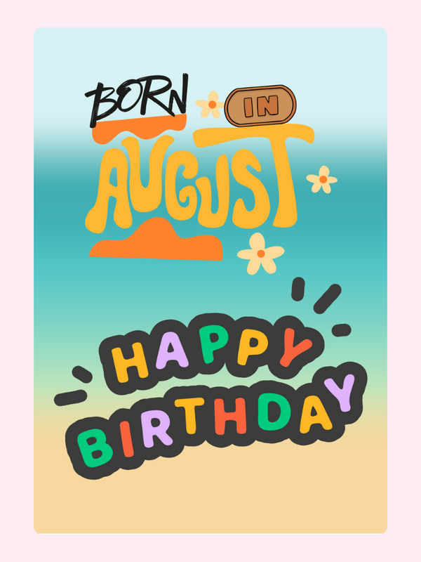 Born In August Retro Sunset Cake Card