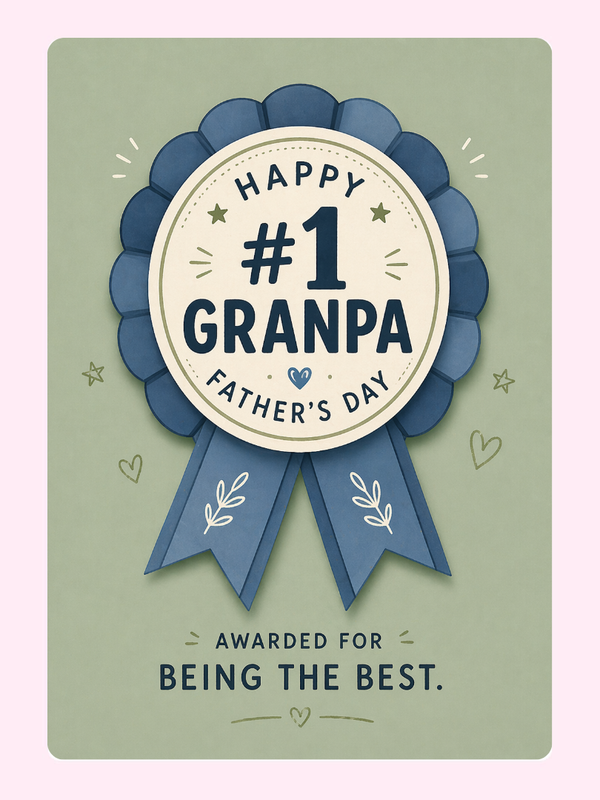 Award-Winning #1 Grandpa Cake Card, for grandparents