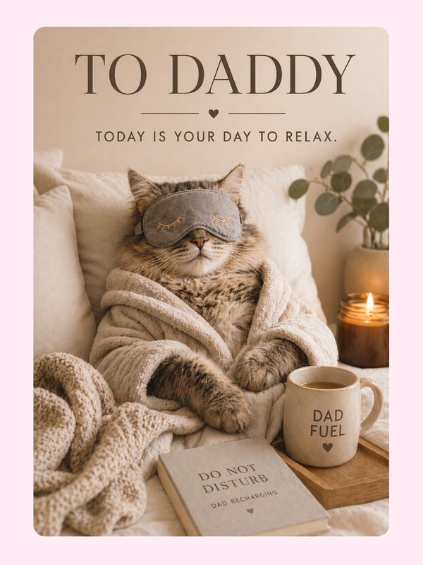 Sleepy Relaxing Cat Father's Day Cake Card, for Dad
