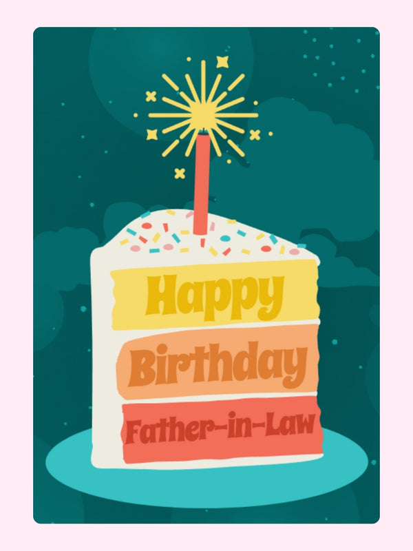 Colourful birthday cake with candles for father-in-law.