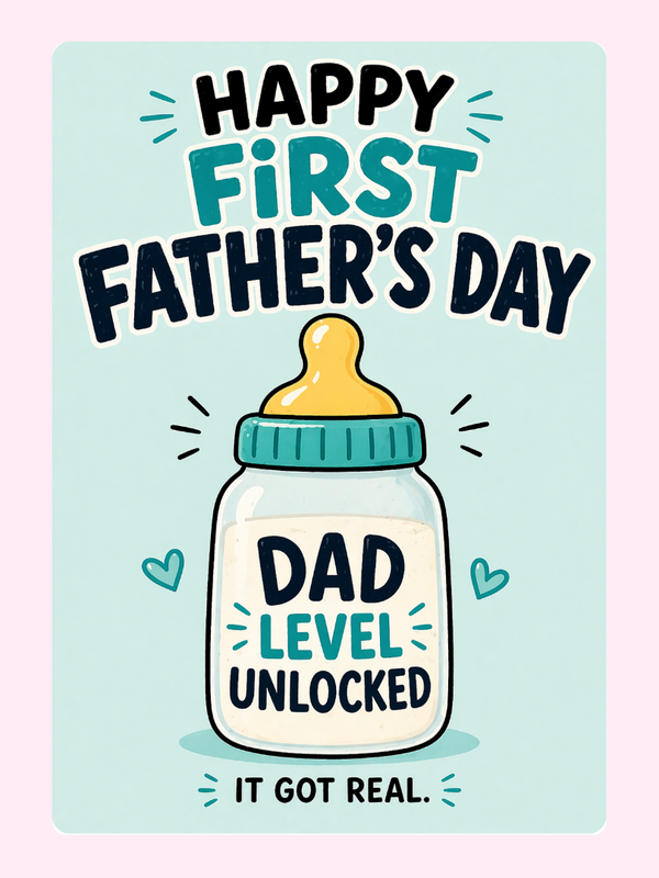 Dad Level Unlocked 1st Father's Day Cake Card